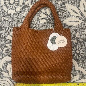 Melie Bianco Brown Woven Tote Bag